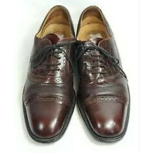 Mezlan Cap Toe Brogue Derby Marque Men's Size 9 Brown Leather Lace Up - Picture 7 of 8